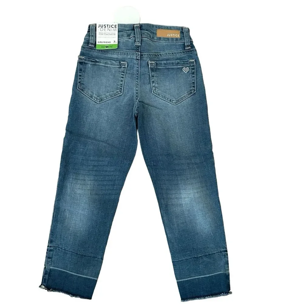 Justice Girls Girlfriend Repreve Slim Distressed Jeans Blue Size 7 NWT